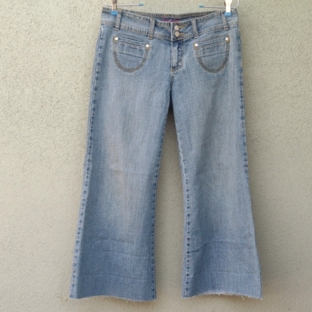 Vintage Y2K Younique Flare Low-rise Wide Leg Cropped Stretch Jeans Junior 9